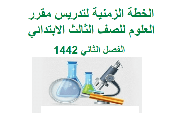 الخطة الزمنية لتدريس مقرر العلوم للصف الثالث الابتدائي الفصل الثاني 1442